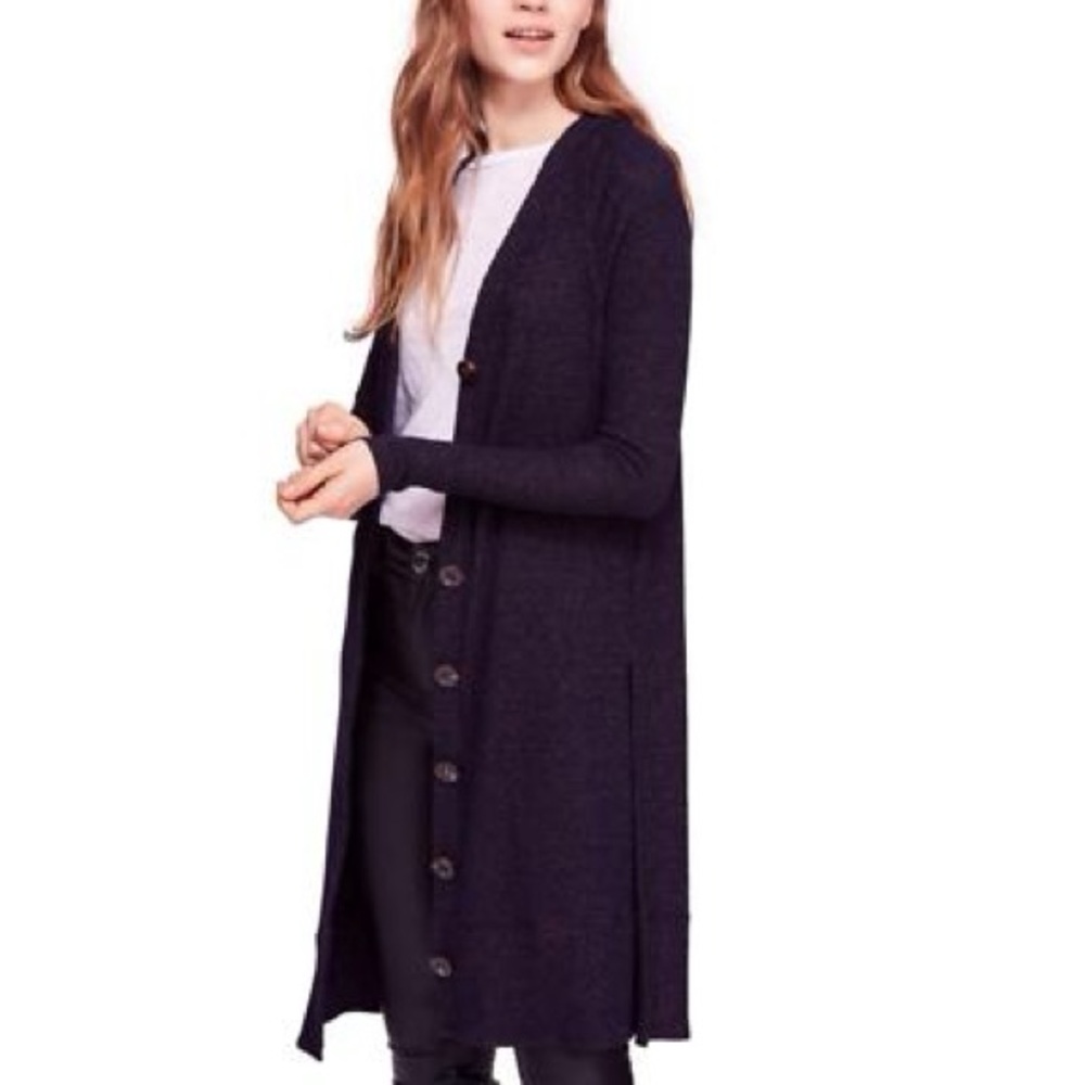 We The Free Dark Blue Long Cardigan